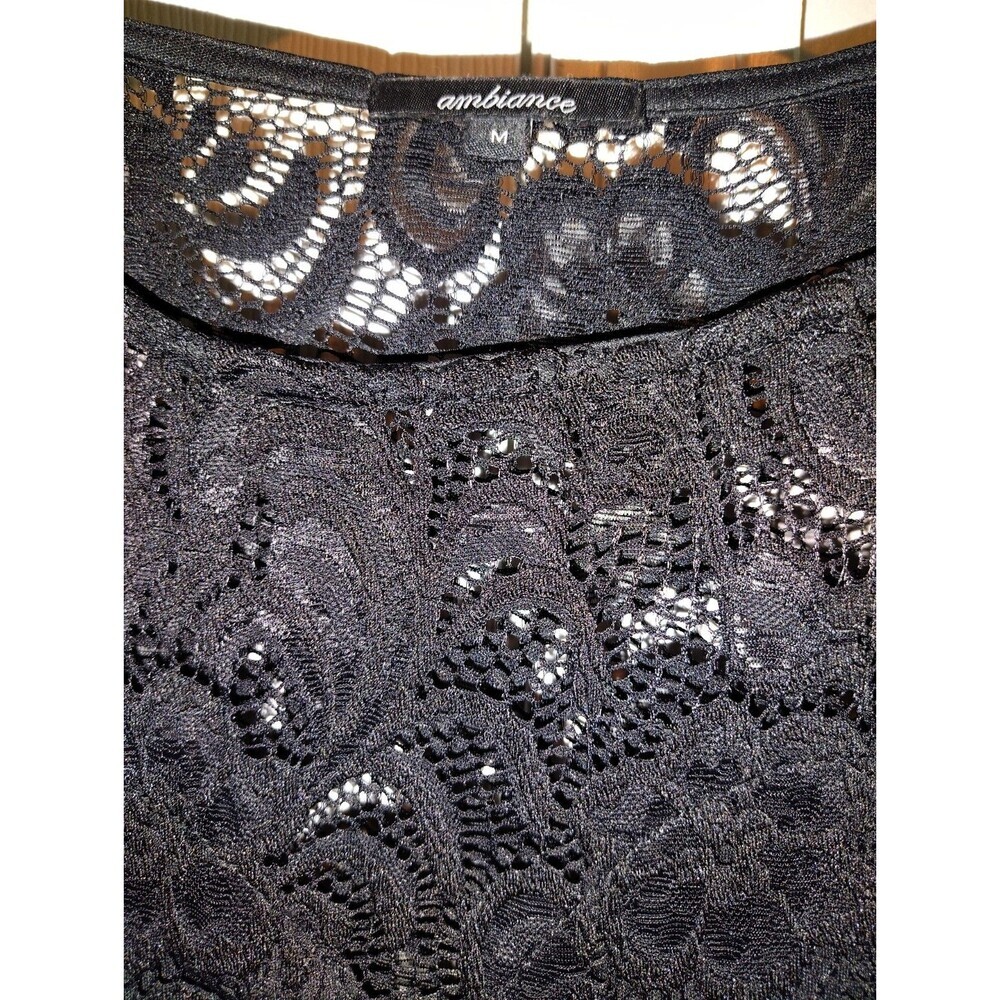 Ambiance Lace Cocktail Dress Body Contouring Long Sleeve Stretch Womens Medium - Picture 3 of 12